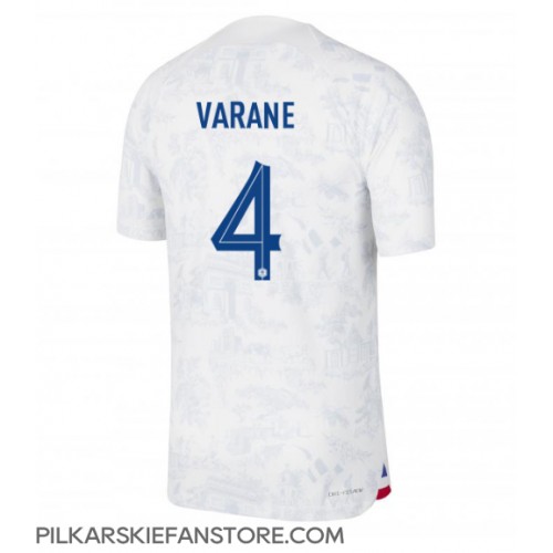 Tanie Strój piłkarski Francja Raphael Varane #4 Koszulka Wyjazdowej MŚ 2022 Krótkie Rękawy